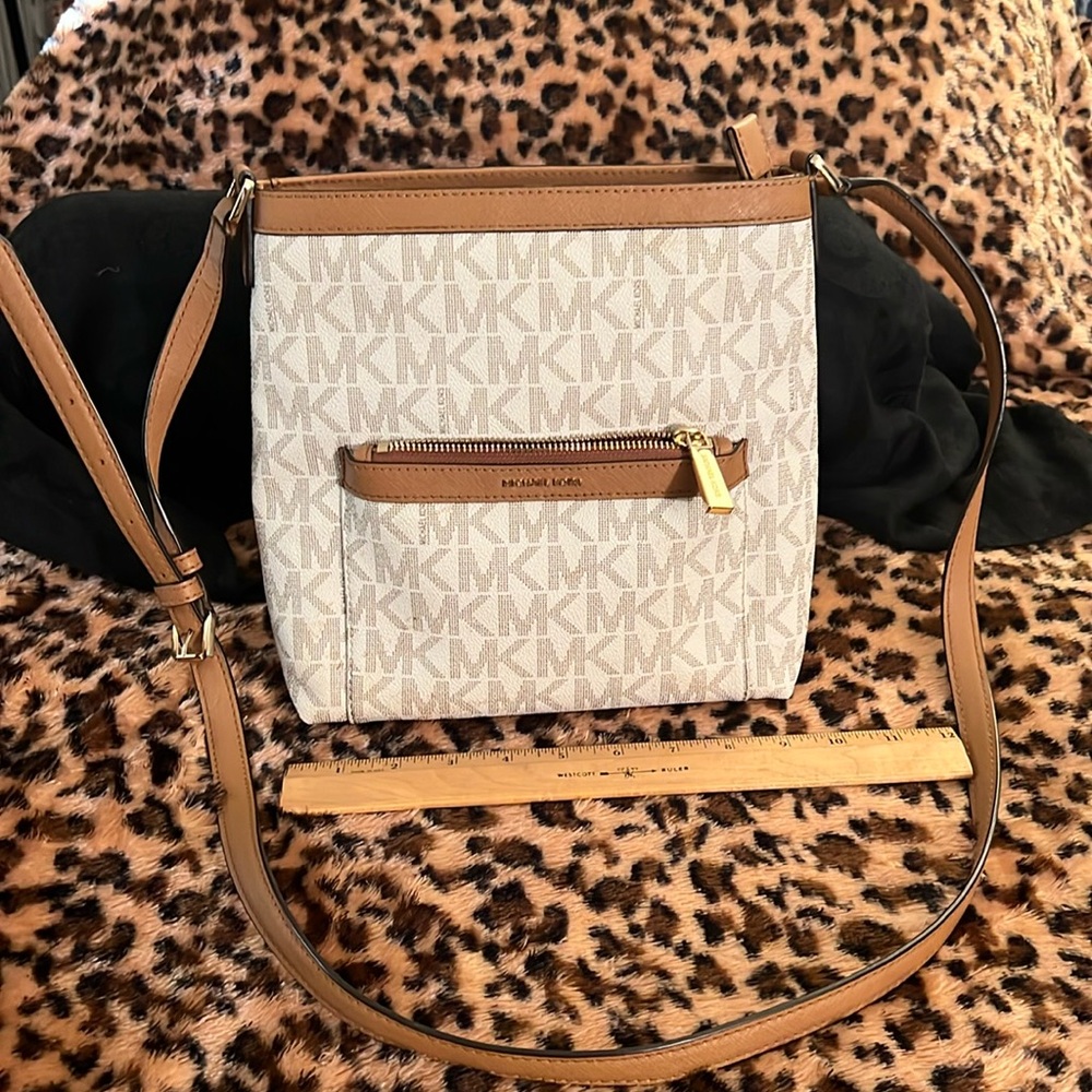 Michael Kors Cream and Tan Crossbody Bag
